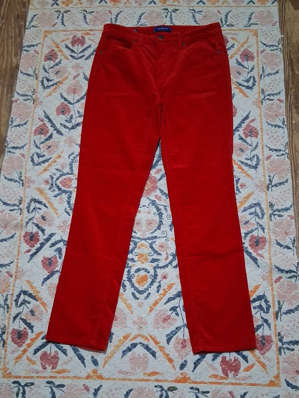 Red Corduroy Straight-Leg Jeans